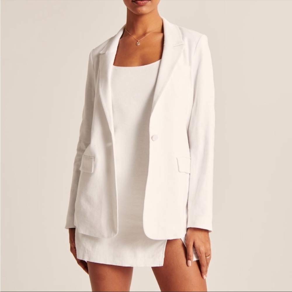 Abercrombie & Fitch • linen blend single breasted blazer white sz S